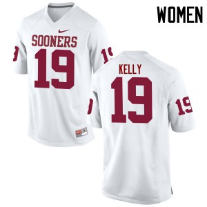 Womens Oklahoma Sooners #19 Caleb Kelly White Game College Jersey 693098-654