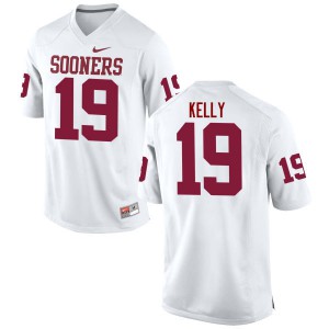 Mens Oklahoma Sooners #19 Caleb Kelly White Game Stitched Jerseys 575110-295