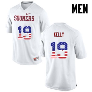 Men's Oklahoma #19 Caleb Kelly White USA Flag Fashion Stitched Jerseys 826466-670