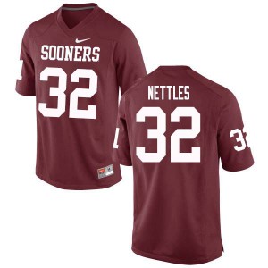 Mens OU Sooners #32 Caleb Nettles Crimson Embroidery Jersey 529793-471