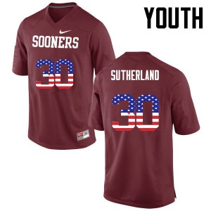 Youth Sooners #30 Calum Sutherland Crimson USA Flag Fashion Player Jersey 400292-542