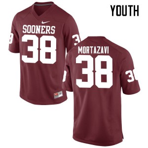 Youth Sooners #38 Cameron Mortazavi Crimson Game Stitched Jersey 155595-546