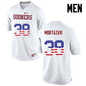 Mens Sooners #38 Cameron Mortazavi White USA Flag Fashion Embroidery Jerseys 783660-497