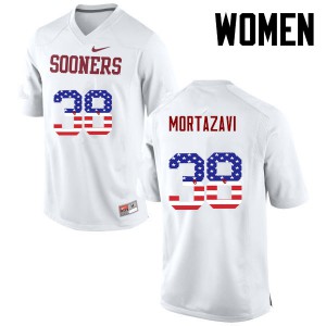Women's OU #38 Cameron Mortazavi White USA Flag Fashion Official Jerseys 356618-791