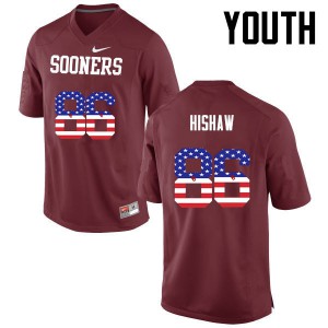 Youth Oklahoma Sooners #86 Carlos Hishaw Crimson USA Flag Fashion Alumni Jerseys 964341-651