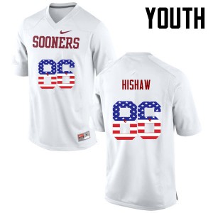 Youth Oklahoma #86 Carlos Hishaw White USA Flag Fashion University Jersey 758636-167