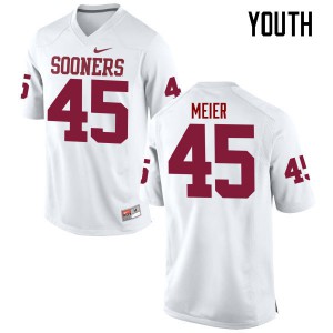 Youth Oklahoma #45 Carson Meier White Game Football Jerseys 269344-475