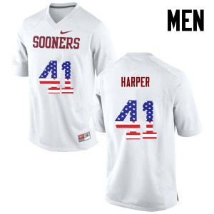 Men Oklahoma #41 Casey Harper White USA Flag Fashion Embroidery Jerseys 339366-353