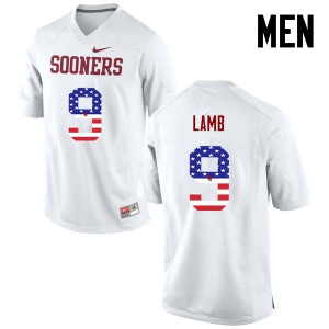 Men Oklahoma #9 CeeDee Lamb White USA Flag Fashion High School Jersey 656507-263