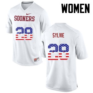 Women's OU #28 Chanse Sylvie White USA Flag Fashion Player Jerseys 118389-186