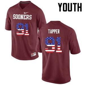 Youth OU #91 Charles Tapper Crimson USA Flag Fashion Embroidery Jersey 872617-173