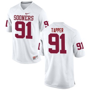 Men's Oklahoma #91 Charles Tapper White Game College Jersey 539192-690