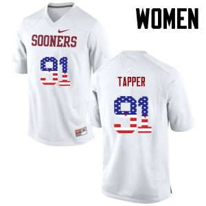 Womens OU #91 Charles Tapper White USA Flag Fashion Official Jersey 711809-565