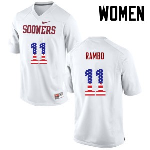 Women's OU Sooners #11 Charleston Rambo White USA Flag Fashion Alumni Jerseys 412346-600