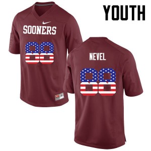 Youth Oklahoma Sooners #88 Chase Nevel Crimson USA Flag Fashion Football Jersey 586862-672