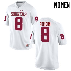 Women's Sooners #8 Chris Robison White Game Football Jersey 250131-454