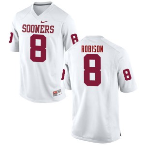 Men's OU Sooners #8 Chris Robison White Game Embroidery Jersey 266702-213
