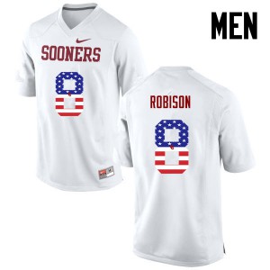 Mens Oklahoma Sooners #8 Chris Robison White USA Flag Fashion Official Jerseys 423257-549