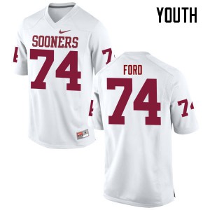 Youth Oklahoma #74 Cody Ford White Game Embroidery Jersey 831208-228