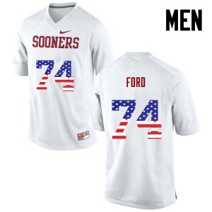 Men OU Sooners #74 Cody Ford White USA Flag Fashion Embroidery Jerseys 422232-381