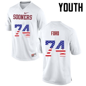 Youth Oklahoma Sooners #74 Cody Ford White USA Flag Fashion Player Jersey 241715-240