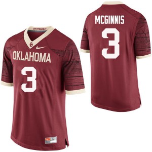Mens Oklahoma Sooners #3 Connor McGinnis Crimson Limited Player Jersey 732399-348