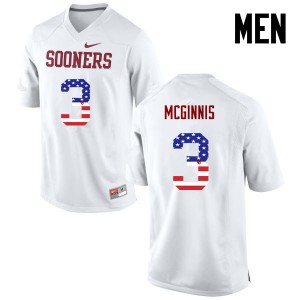 Men's OU #3 Connor McGinnis White USA Flag Fashion University Jerseys 115258-107