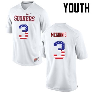 Youth Oklahoma Sooners #3 Connor McGinnis White USA Flag Fashion NCAA Jersey 136061-735