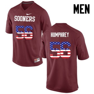 Mens Sooners #56 Creed Humphrey Crimson USA Flag Fashion Player Jersey 695215-395
