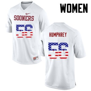 Women's OU Sooners #56 Creed Humphrey White USA Flag Fashion Official Jerseys 370284-499