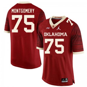 Mens OU Sooners #75 Cullen Montgomery Retro Red Throwback High School Jersey 806927-308