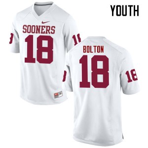 Youth Sooners #18 Curtis Bolton White Game Player Jersey 421966-673