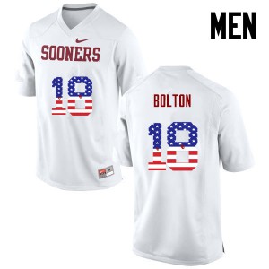 Men's Oklahoma Sooners #18 Curtis Bolton White USA Flag Fashion Stitched Jerseys 324637-456