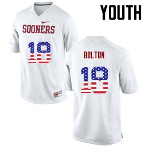 Youth Oklahoma #18 Curtis Bolton White USA Flag Fashion High School Jersey 865189-344
