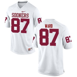 Men's OU Sooners #87 D.J. Ward White Game Football Jerseys 215048-956