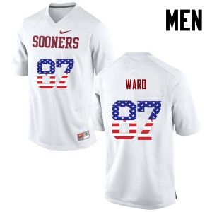 Men's OU #87 D.J. Ward White USA Flag Fashion Stitched Jersey 245556-741