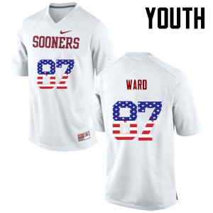 Youth Oklahoma Sooners #87 D.J. Ward White USA Flag Fashion Football Jerseys 879478-566
