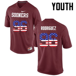 Youth Sooners #96 Dalton Rodriguez Crimson USA Flag Fashion High School Jersey 891814-540