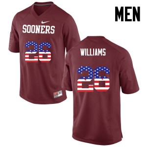 Mens OU #26 Damien Williams Crimson USA Flag Fashion Embroidery Jersey 847625-736