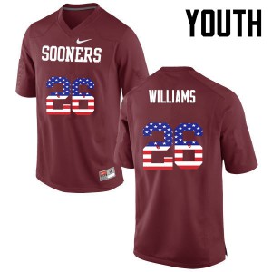 Youth Sooners #26 Damien Williams Crimson USA Flag Fashion High School Jerseys 530756-234