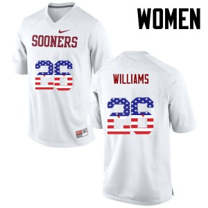 Womens OU Sooners #26 Damien Williams White USA Flag Fashion High School Jerseys 995088-577
