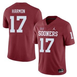 Men's Sooners #17 Damond Harmon Crimson University Jersey 227176-255