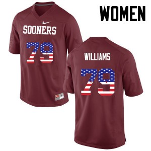 Womens OU #79 Daryl Williams Crimson USA Flag Fashion Official Jerseys 311376-905