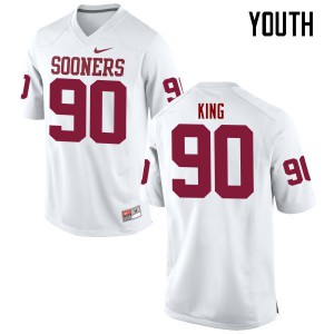 Youth Oklahoma #90 David King White Game Football Jerseys 950756-367