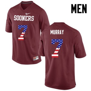 Mens OU Sooners #7 DeMarco Murray Crimson USA Flag Fashion High School Jerseys 662781-703