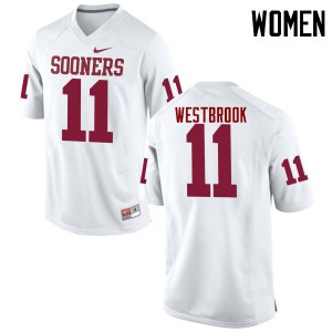 Women's OU #11 Dede Westbrook White Game University Jerseys 808102-786