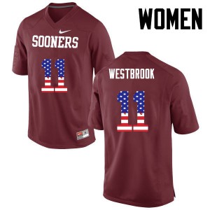 Women Sooners #11 Dede Westbrook Crimson USA Flag Fashion Player Jerseys 401420-219