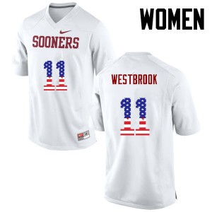 Womens OU Sooners #11 Dede Westbrook White USA Flag Fashion High School Jersey 481022-663