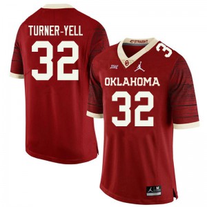 Men Oklahoma #32 Delarrin Turner-Yell Retro Red Jordan Brand Throwback Stitch Jerseys 168859-116