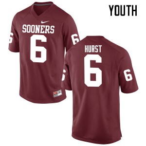 Youth Sooners #6 Demontre Hurst Crimson Game Embroidery Jersey 951720-145